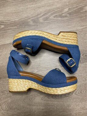 Vince Camuto Denim Wrap-Around Ankle Tie Sandals – Open Toe